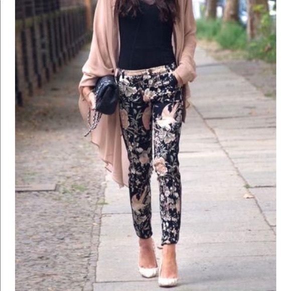 Zara TRF floral oriental print trousers - Picture 3 of 4